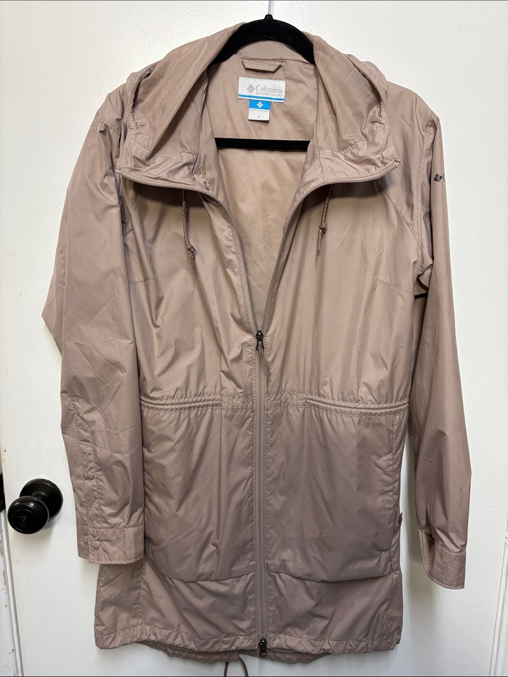 Columbia Women's Light Taupe Hooded Rain Coat